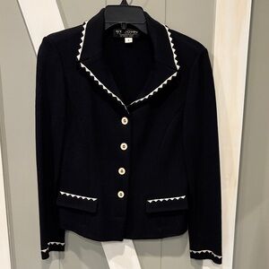 St. John Black Blazer with Cream Trim
